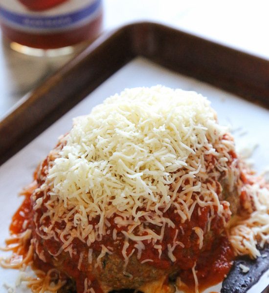 Giant Turkey Meatball Parmesan: Kid-friendly & delicious!